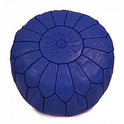 Sitzpoufs - Marokkanischer Leder-Pouf (Blau)