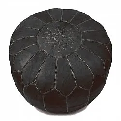 Sitzpoufs - Marokkanischer Leder-Pouf (Schwarz)