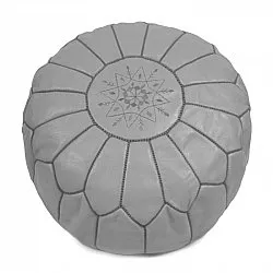 Sitzpoufs - Marokkanischer Leder-Pouf (Hellgrau)