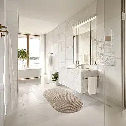 Ovaler badezimmerteppich - Embla (beige)
