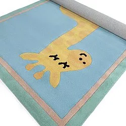 Kinderteppich - Giraffe Hand Tufted Wool Premium (hellblau/mehrfarbig)