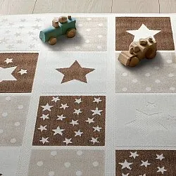 Kinderteppich - Star Grid (creme/braun)