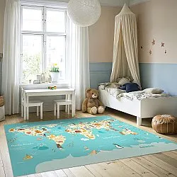 Kinderteppich - World Map (blau/multi)