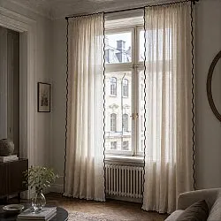 2er-Pack Gardinen - Baumwollgardine Yrsa (hellbeige)