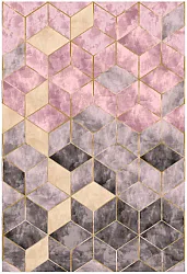 Wilton-Teppich - Brendola (rosa/grau/gold)