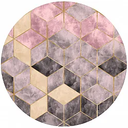 Rund Teppich - Brendola (rosa/grau/gold)