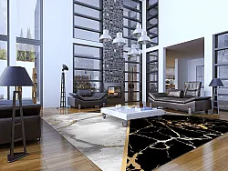 Wilton-Teppich - Cassa (grau/schwarz/gold)