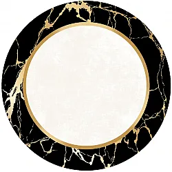 Rund Teppich - Cerasia (schwarz/weiß/gold)