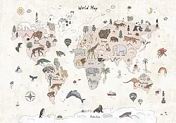 Kinderteppich - Kids World Map (beige)