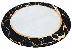 Rund Teppich - Cerasia (schwarz/weiß/gold)