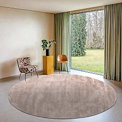 Rund Teppich - Recycled PET with viscose look (hellbraun)