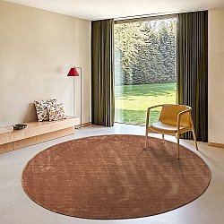 Rund Teppich - Recycled PET with viscose look (braun)