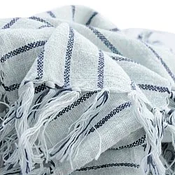 Decken - Rumi stripe cotton throw (hellblau/marineblau/creme)