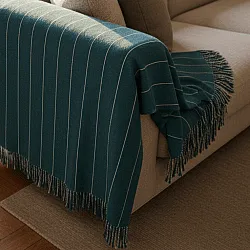 Decken - Baumwolldecke - Martina Stripe (blau/weiß)