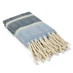 Decken - Überwurf aus Wollmischung - Charlotte (blau)