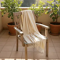 Decken - Überwurf aus Wollmischung - Samantha (offwhite)