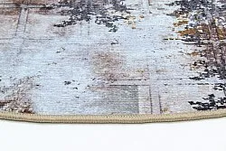 Rund Teppich - Flores (schwarz/braun/weiß)