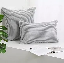 Kissenbezug - Striped Velvet 50 x 50 cm (grau)