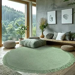 Runde Teppiche - Alba Natural Cotton Shaggy (hellgrün)