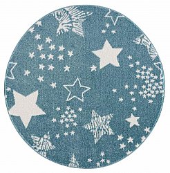 Kinderteppich - Stars Rund (blau)