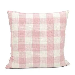 Kissenbezug - Isela check cotton cushion cover (cremefarben/rosa)
