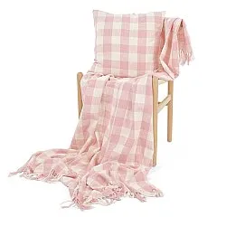 Kissenbezug - Isela check cotton cushion cover (cremefarben/rosa)