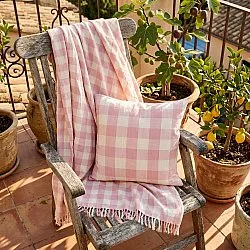 Decken - Isela check cotton throw (cremefarben/rosa)