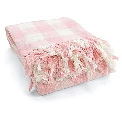 Decken - Isela check cotton throw (cremefarben/rosa)