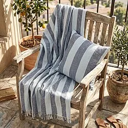 Kissenbezug - Kora stripe cotton cushion cover (marineblau/hellblau)