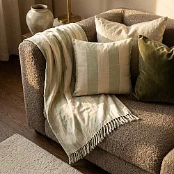 Decken - Kora stripe cotton throw (cremefarben/hellgrün)