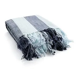 Decken - Kora stripe cotton throw (marineblau/hellblau)