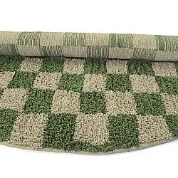 Runde Teppiche - Elsey Natural Cotton Shaggy (grün/beige)