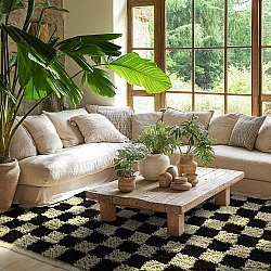 Hochflorteppiche - Elsey Natural Cotton Shaggy (schwarz/beige)