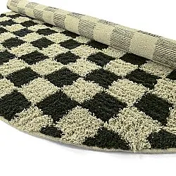 Runde Teppiche - Elsey Natural Cotton Shaggy (schwarz/beige)