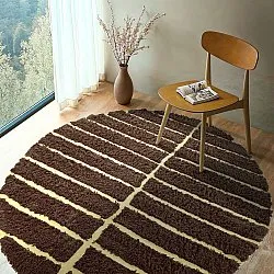 Rund Teppich - Ikara Natural Cotton Shaggy (braun)