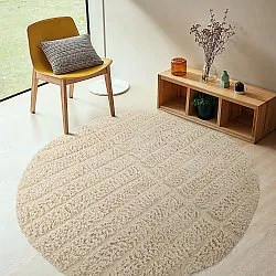 Rund Teppich - Ikara Natural Cotton Shaggy (creme)