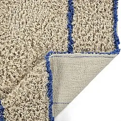 Hochflorteppiche - Kairi Natural Cotton Shaggy (beige/blau)