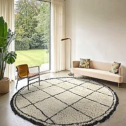 Rund Teppich - Lana Natural Cotton Shaggy (creme/dunkelgrau)