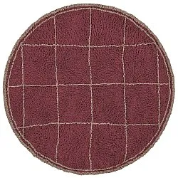 Rund Teppich - Lana Natural Cotton Shaggy (taupe/rot)