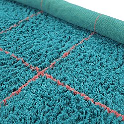 Rund Teppich - Lana Natural Cotton Shaggy (türkis/rosa)