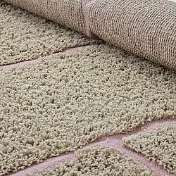 Runde Teppiche - Lindley Natural Cotton Shaggy (beige/rosa)