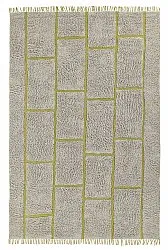 Hochflorteppiche - Lindley Natural Cotton Shaggy (greige/grün)