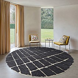 Rund Teppich - Zola Natural Cotton Shaggy (dunkelgrau)