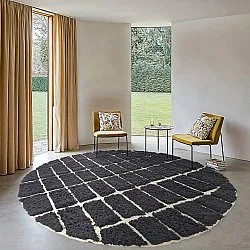 Rund Teppich - Zola Natural Cotton Shaggy (dunkelgrau)