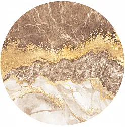Rund Teppich - Padova (braun/weiß/gold)