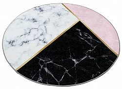 Rund Teppich - Savino (schwarz/weiß/rosa)