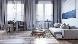 Rund Teppich - Misare (blau/bunt)
