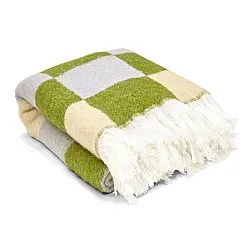 Decken - Wolldecke im Mischgewebe - Audrey Check (beige/grün/lila)