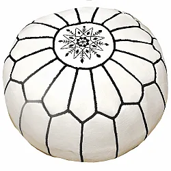 Sitzpoufs - Marokkanischer Leder-Pouf (Weiß/Schwarz)