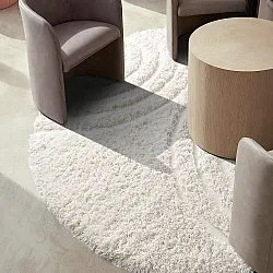 Rund Teppich - Lindos Natural Cotton Shaggy (weiß)